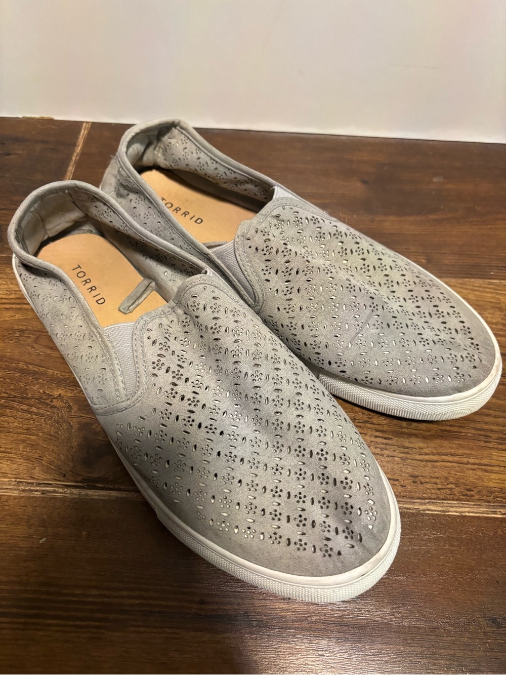 torrid Light Gray Laser-Cut Slip-On Sneakers